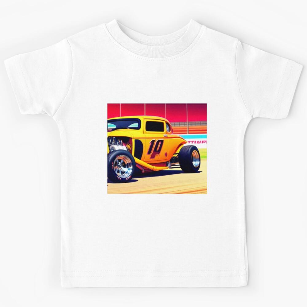 Yellow Hot Rod Muscle Car Racetrack Classic   Kids T-Shirt 160