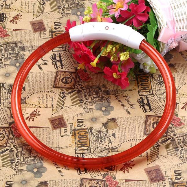 

Rechargeable USB LED Flashing Light Band Safety Pet Dog Collar RD красный