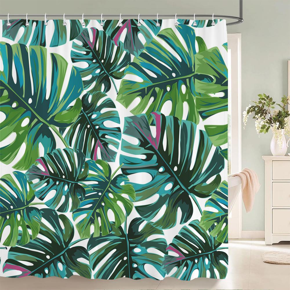Fresh Pineapple Flower Tropical Green Plants Shower Curtain 3D Bath Screen Waterproof Fabric Bathroom Decoration Shower Curtains