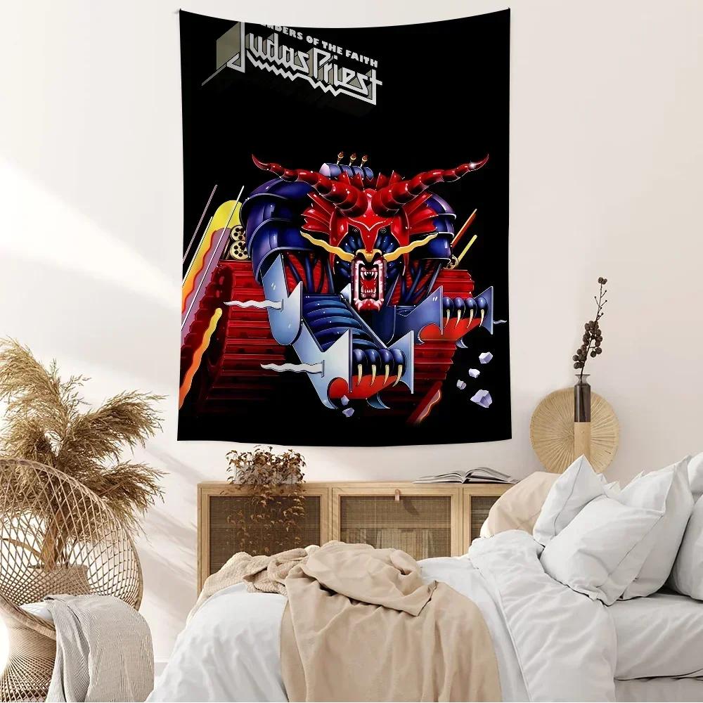 Rock Band Judas Priest Invincible Colorful Tapestry Wall Hanging Hippie Flower Wall Carpets Dorm Decor Wall Art Decor