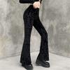 Kadın Moda Rahat Pantolon Vintage Gotik Otik Baskı Yüksek Bel Pantolon