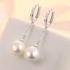 Fashion 925 Silver Long Earring Simple Elegant Pearl Earrings For Women Engagement Party Accessories KOFSAC
