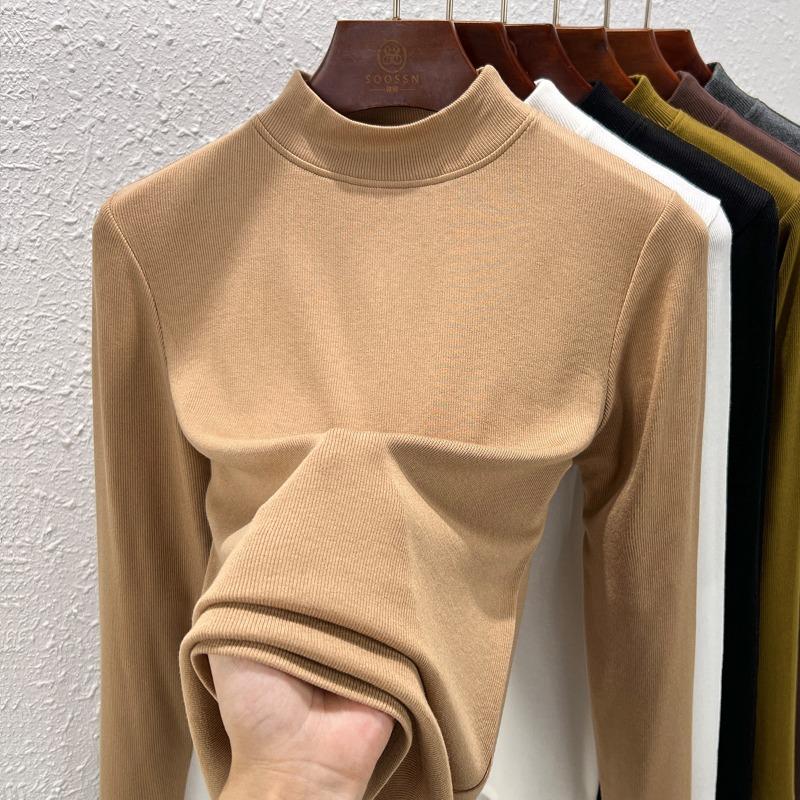 Small Stand-up Collar Bottoming Shirt Women's Inner Top Spring and Autumn New Basic Versatile Slim-fitting Long-sleeved T-shirt Women