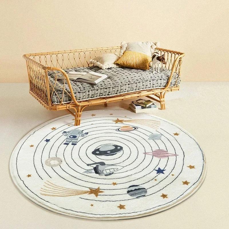 Cartoon Cute Carpets for Living Room Bedroom Decor Round Rugs Non-slip Chair Floor Mat Children's Room Bedside Carpet Study Rug