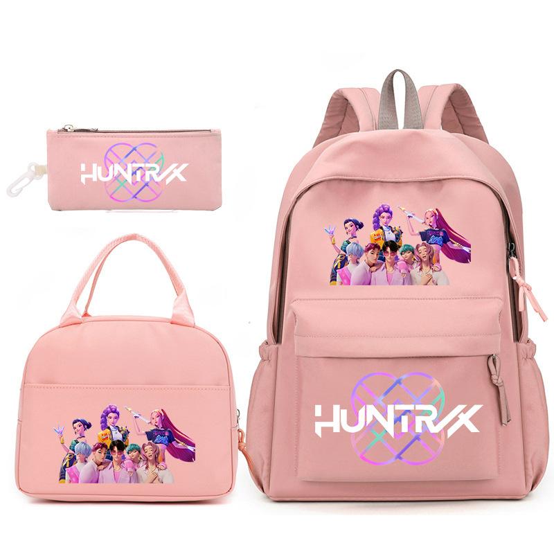 Kpop Korean Version Peripheral Printing Backpack Lunch Bag Casual Pencil Bag Primary And Secondary School Student Schoolbag Set