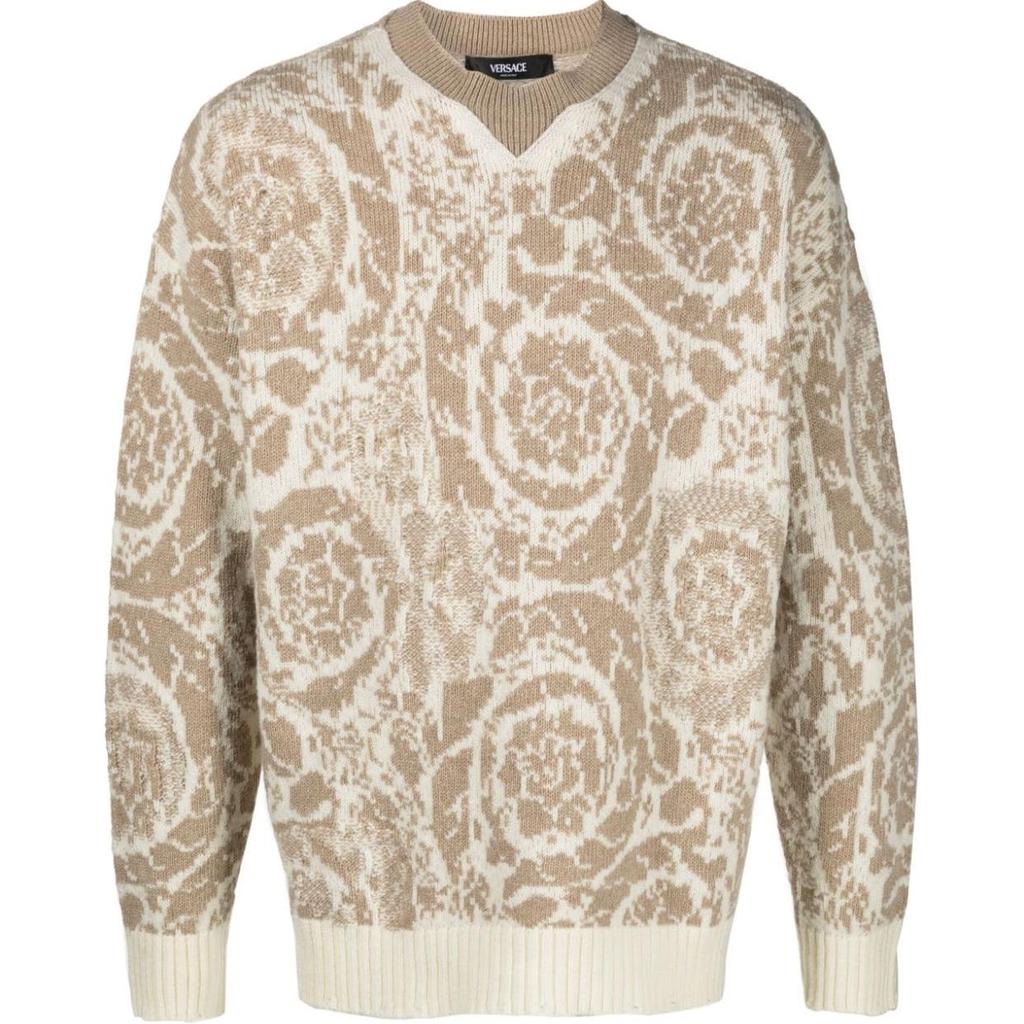 VERSACE Sweaters Men's Beige Crew Neck Moderate Other 1013400-1A09516-1KD40