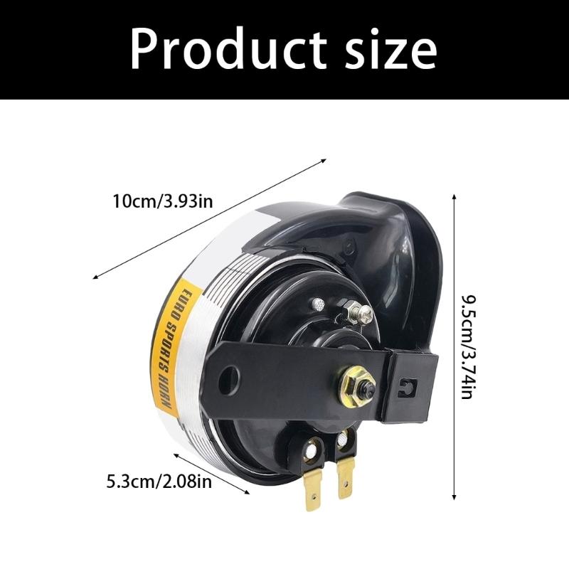 Heavy Duty 12V Metal Snail Horn Universal Fitment Loud Audible Alert Simple Mounting Weatherproof for Motorcycle Car