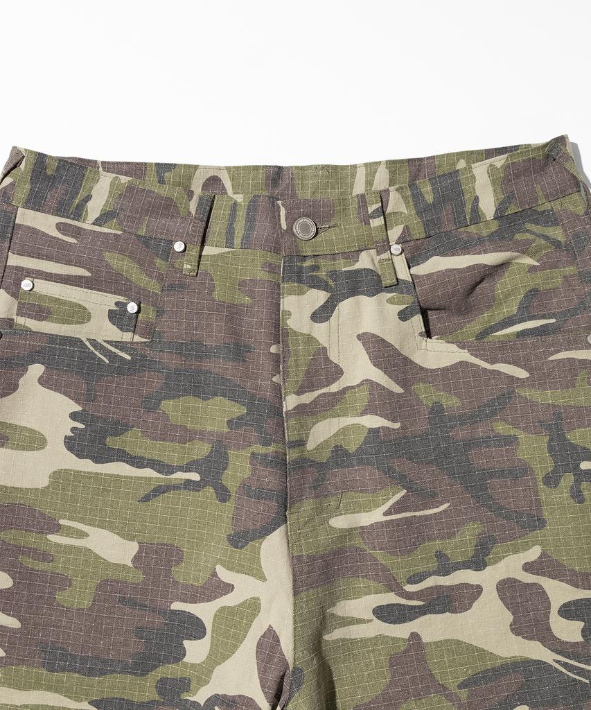 MASSNOUN Curved Carpenter Camo Ripstop Bio Pants Msicp004-Cm