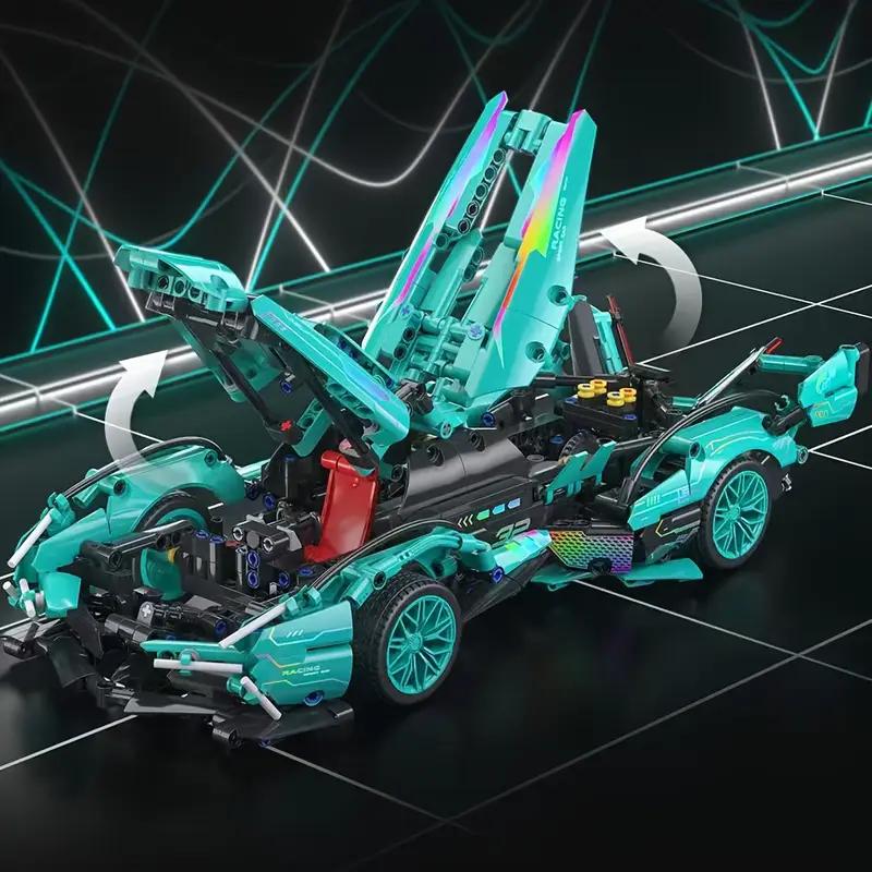 Non-Toxic 1269-Piece Blue Car Assembly Set Stylish Sports Car Model Suitable For Various Scenes Valentine'S Day/Birthday Gift