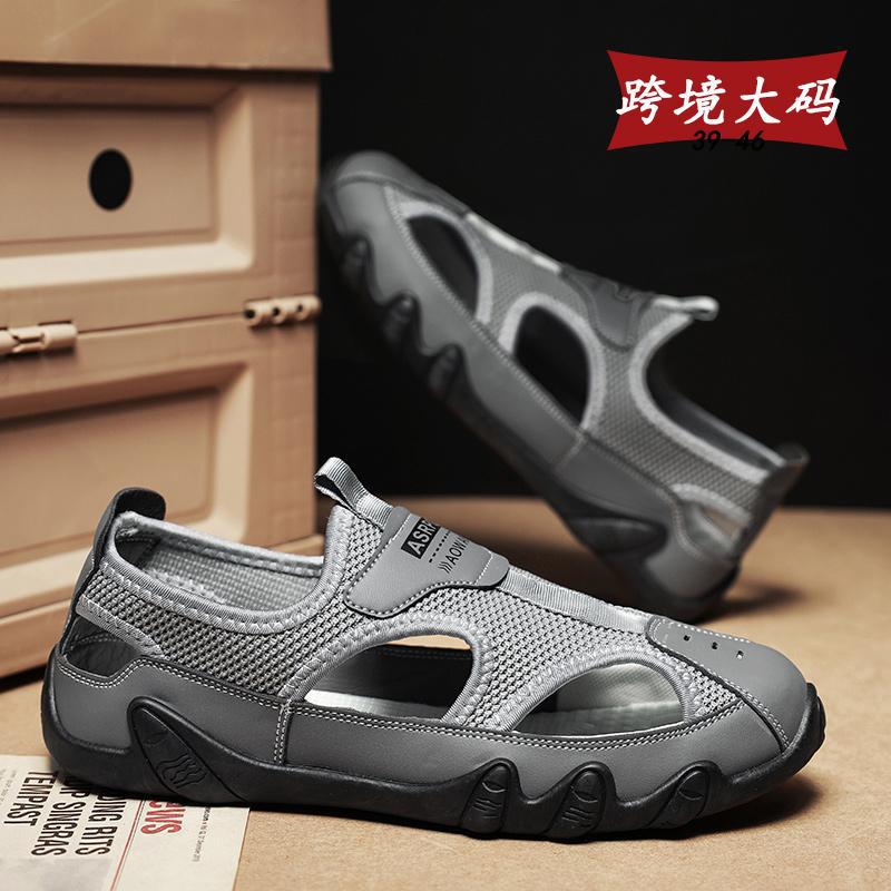 

Summer breathable men s bag head sandals hollow mesh hole shoes outdoor soft sole light sports leisure beach shoes 39