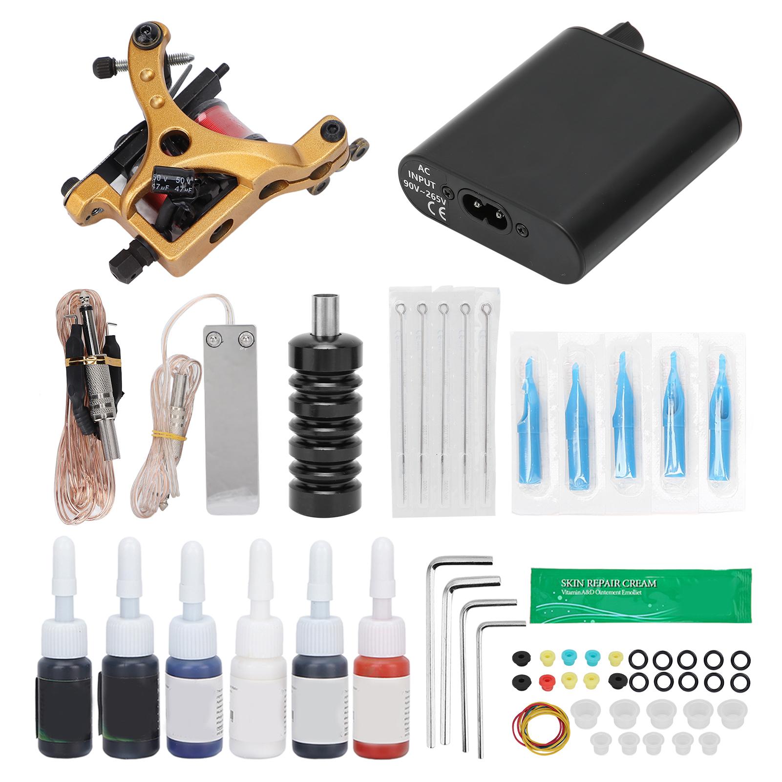 

Complete Tattoo Kit Professional Tattoo Machine Gun Kit with 6 Ink Grommet Disposable Tattoo US Plug