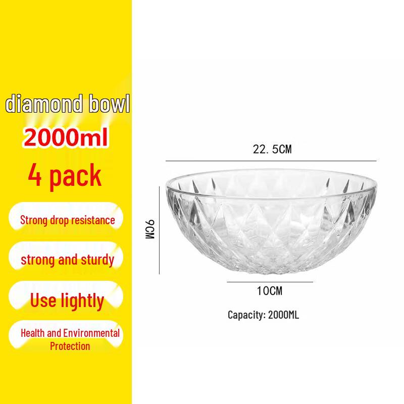 Transparent Acrylic Diamond Salad Bowl Set
