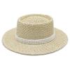 New Hand-woven Concave Convex Top Pearl Straw Women's Beach Sunshade Sunscreen Shows Small Temperament Straw Hat Tide