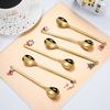 6PCS Christmas Spoons Coffee Cutlery Set Stainless Steel Cutlery Set Dessert Spoon Forks Christmas Gifts Elk Christmas Decoratio