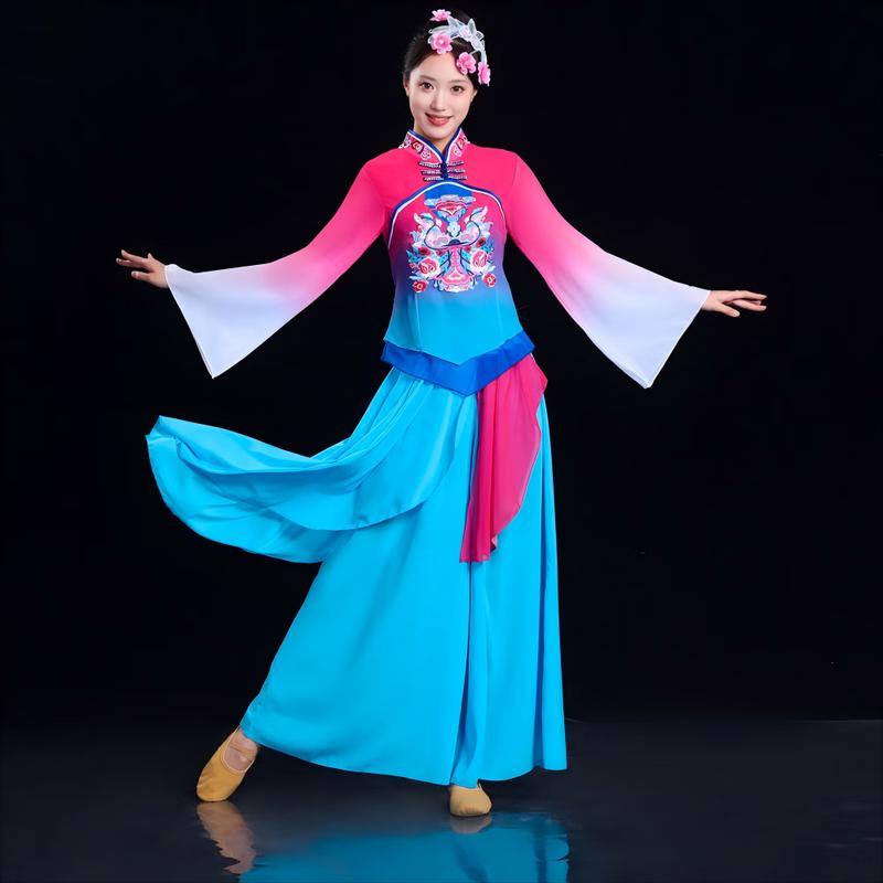 Chinese Folk Dance Performance Costume for Yangko & Fan Dance M