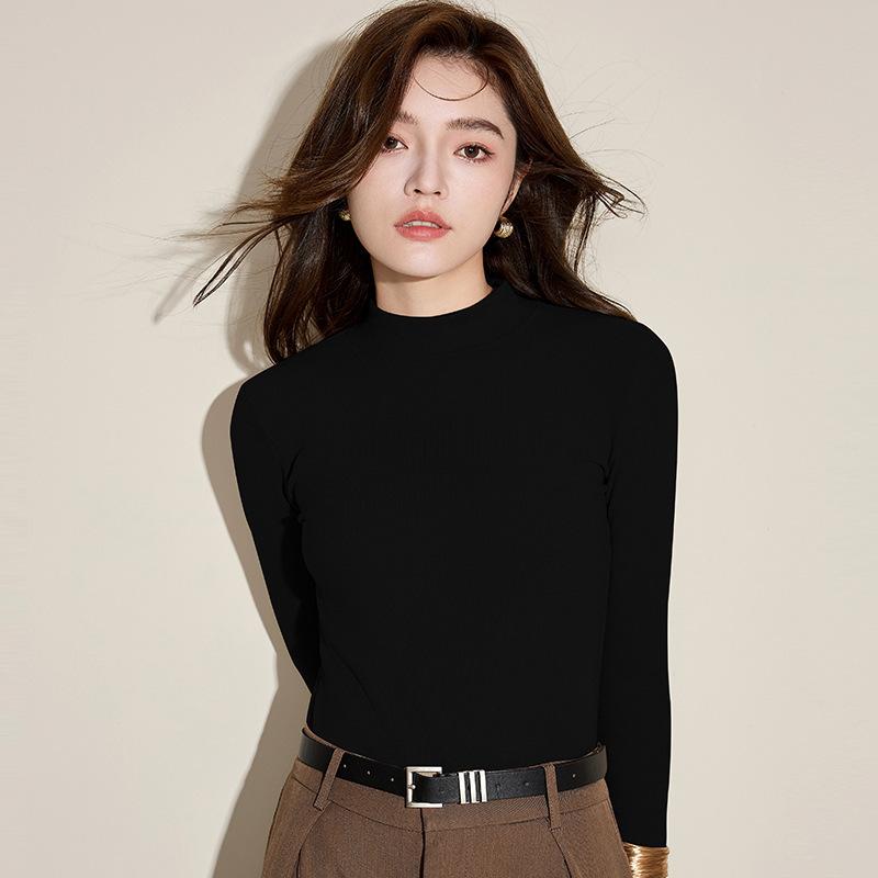 [Cashmere Protein Base Shirt] Half Turtleneck Base Shirt for Women, Autumn and Winter Inner Wear, Stylish and Wearable Outside, Slim Fit Long Sleeve