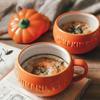 Cartoon Cute Ceramic Pumpkin Cup with Lid Breakfast Cup Dessert Soup Cup Oatmeal Cup Student Water Cup Mug