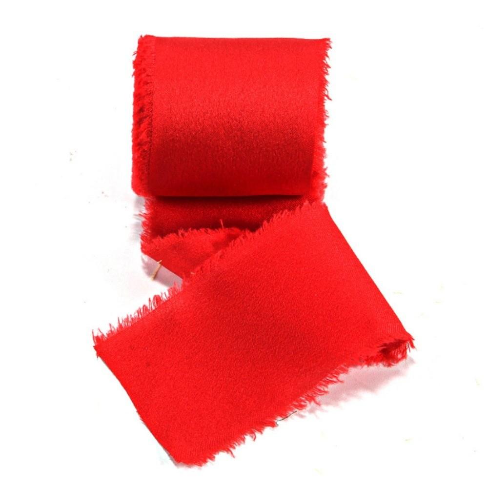 1 Roll 1.6in X 5Yd Solid Satin Ribbons Frayed Ribbons for Crafts Silk Ribbons  for Wedding Decor