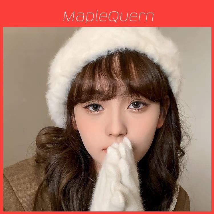 Beanie Hat For Women Autumn Winter Rabbit Fur Beret Sun Protection Stylish Knit