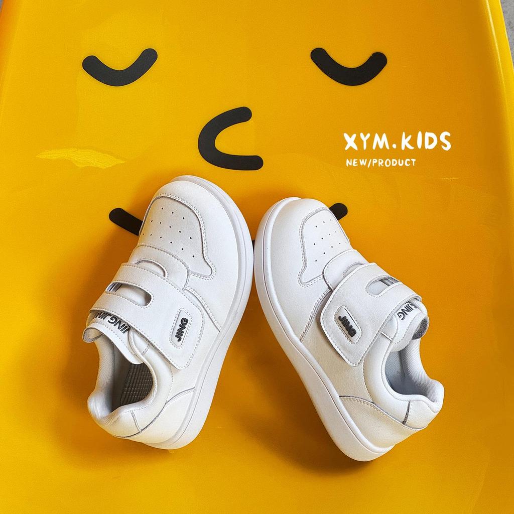 Spring 2026 Kids' Casual Velcro Shoes - Versatile White Sneakers for Boys and Girls