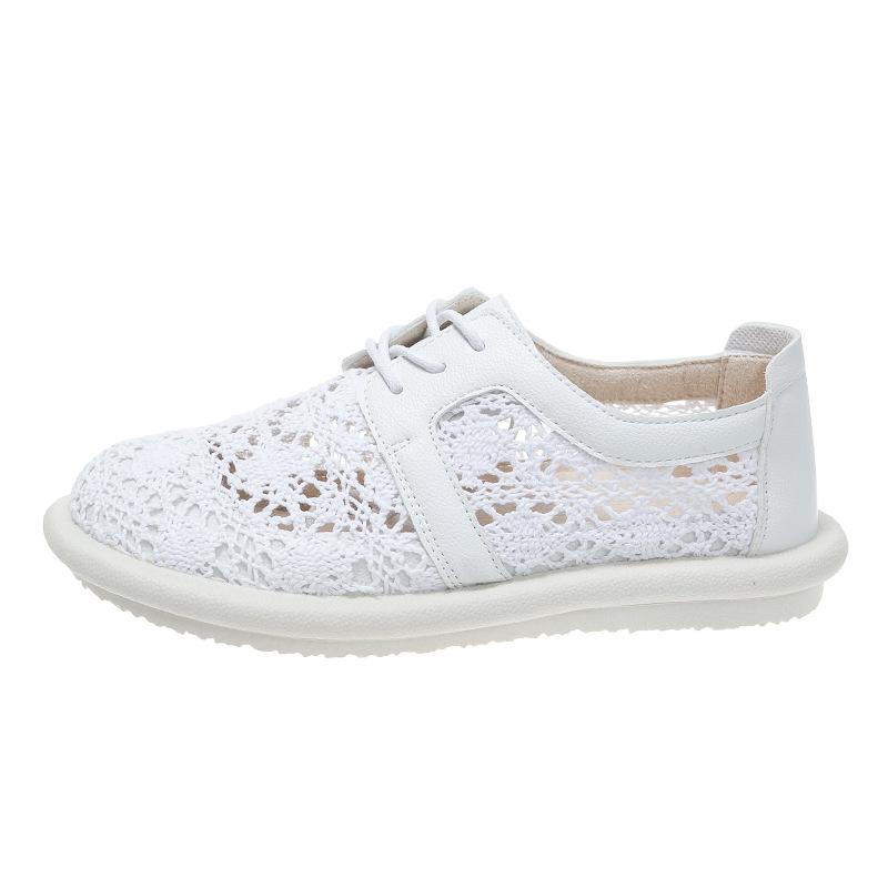 Fashion Flat toe women's sandals with mesh casual comfortable simple breathable lace up low cut hollowed out single women's shoes