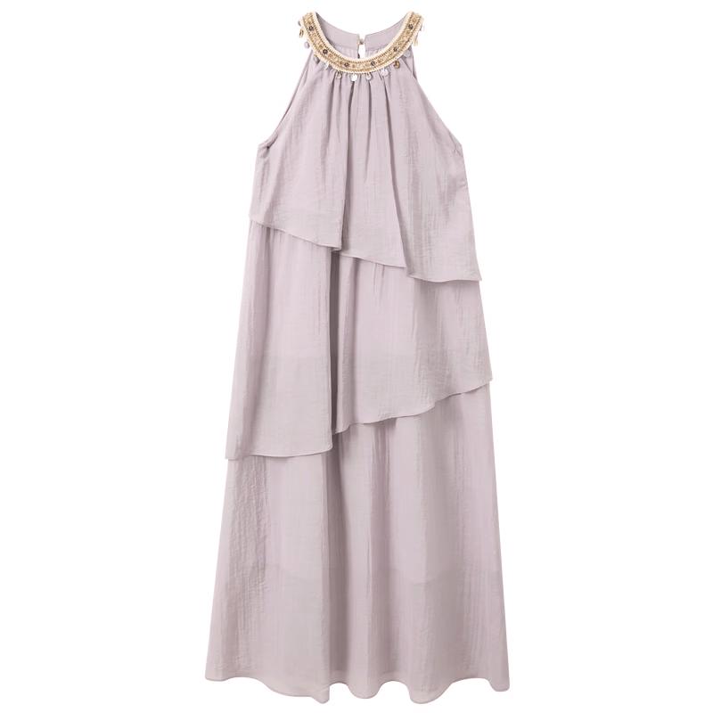 Women s Halter Ruffle Irregular Hem Vacation Long Dress L