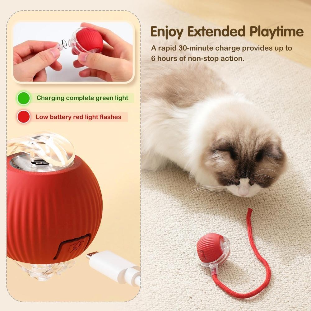 Interactive Cat Toys for Indoor Cats - Motion Activated Cat Balls with 360° - Kitten Toys To Relieve Boredom for Bored Kitten Pet Cats Dogs (Red)