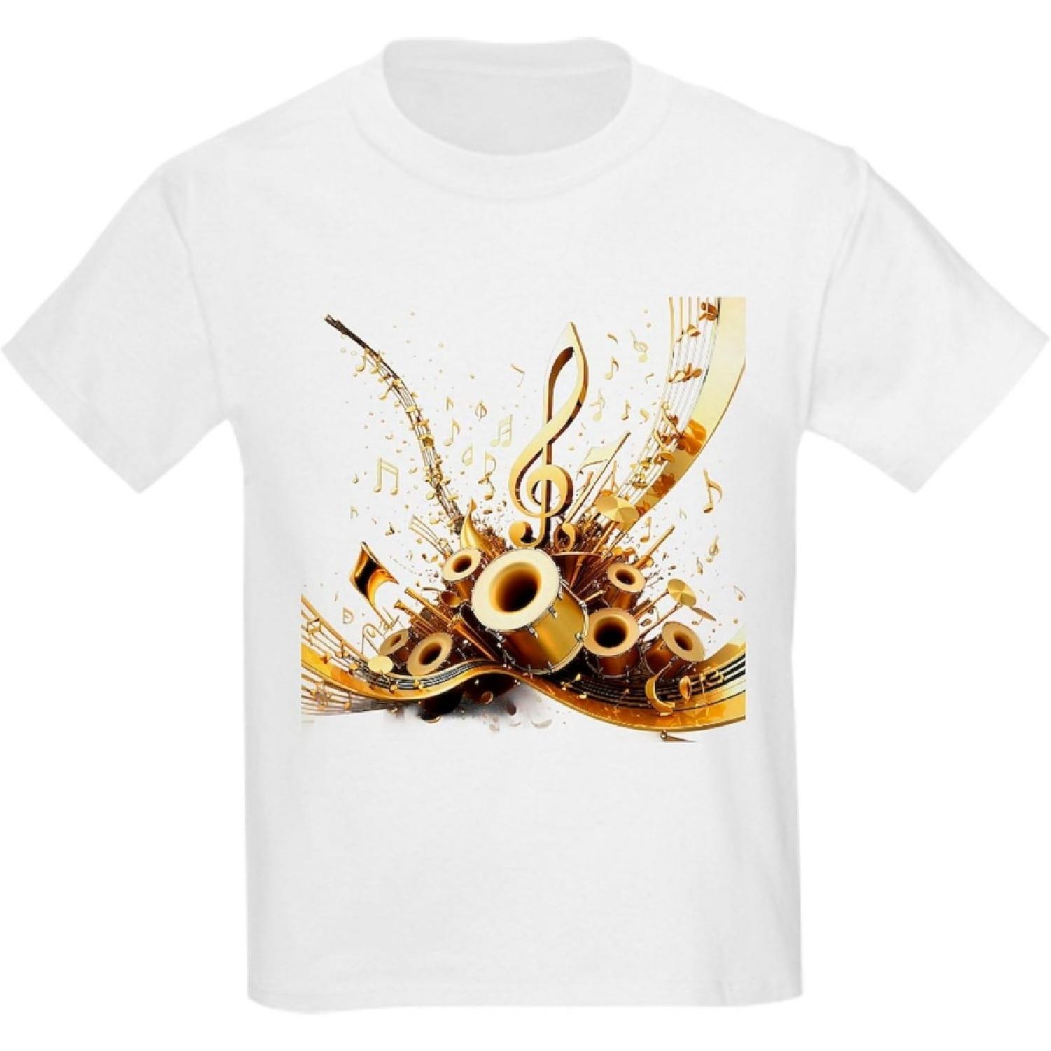 

CafePress 3D Music Notes Explosion T Shirt Youth Kids Cotton T-Shirt XXXXXL білий