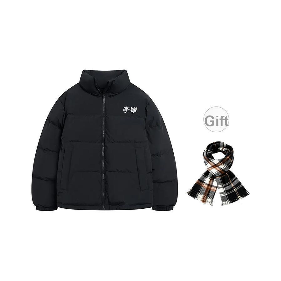 Li Ning Hot Pot Series Embroidered Logo Stand Collar Windproof Warm Down Jacket Unisex Jacket YYMV221-1