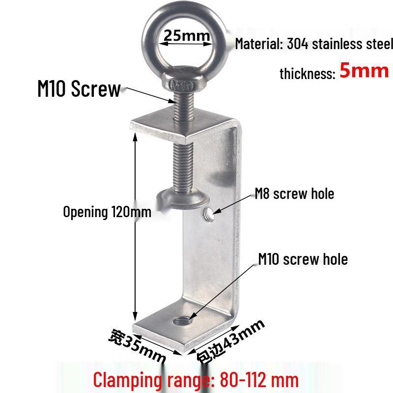 304 Stainless Steel Tiger C-Clamp U-Shaped Fixture with Hand-Tightened Eyebolt