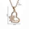 Women's Fashion Butterfly Letter Design Heart Shape Zircon Pendant Necklace Creative Romantic Sweet Casual Gift