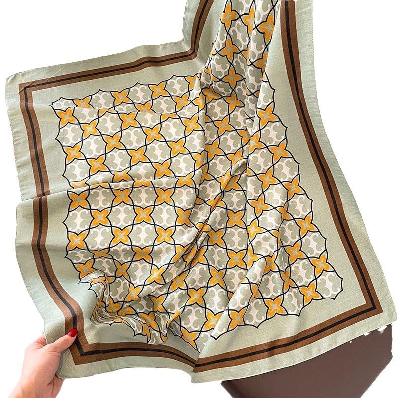 Autumn and Winter New Korean Version Fashion Printed Scarf, Scarf, Imitation Wool Feel Fashion Scarf, Tie, Sunscreen Silk Scarf