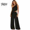 Talos Baumwoll-Leinen 2-teilige Sets für Damen, Ein-Schulter-Ärmelloses Oberteil mit Weitbeiniger Hose Passendes Set, Sommerurlaub Lounge Outfits