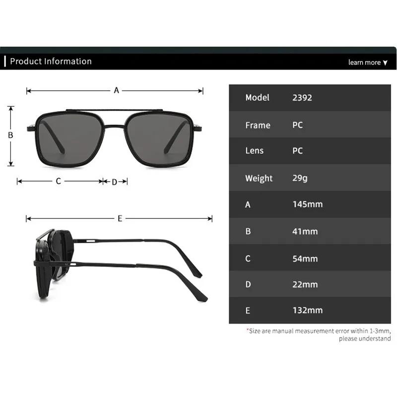 Classic Steampunk Sunglasses Women Men Ins Trending Metal Frame Gradient Lens Square Sun Glasses Male  UV400