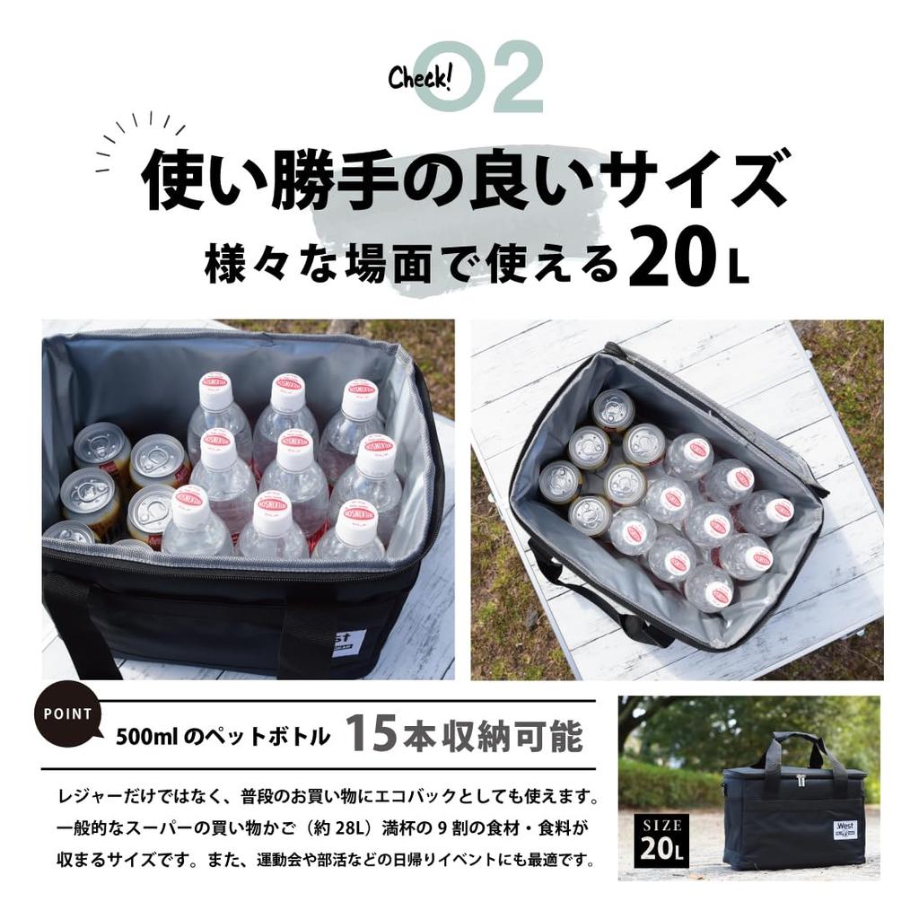 Outdoor Guide Recommended Cooler Box Large Capacity 20L, 4-Layer Insulated, Foldable, Compact Cooler Bag (Black)