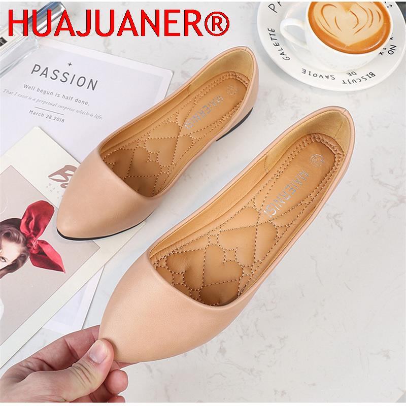 Women Flat Shoes Slip-on Pointed Toe Lady Loafers Plus Size 44 45 46 Shallow Single Low Heel Pregnant Woman Flats Zapatos Mujer