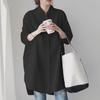 Khaki Korean Style Loose Fit Pure Cotton Long Sleeve Mid-Length Casual Versatile Plus Size Women's Blouse