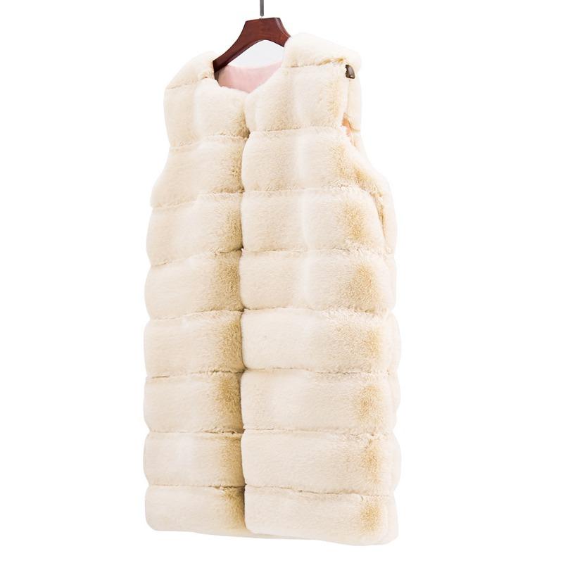 Autumn and winter new products imitation fur artificial wool long vest cotton coat thickened plush warm winter wind thickened warm