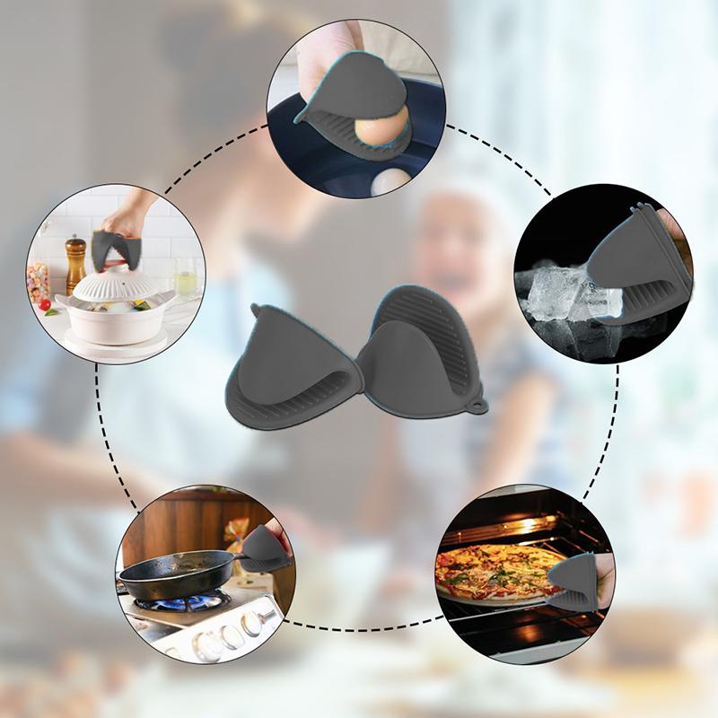 2Pcs Non Slip Silicone Insulation Clip Cooking Pinch Grips Heat Resistant Pinch Gloves Kitchen Cooking Baking Oven Mitts