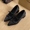 Increas Height Pointed Toe Riband Shoes Woman Flats Clogs Platform Crystal Dress Summer Creepers Rhinestone New Mary Janes Incre