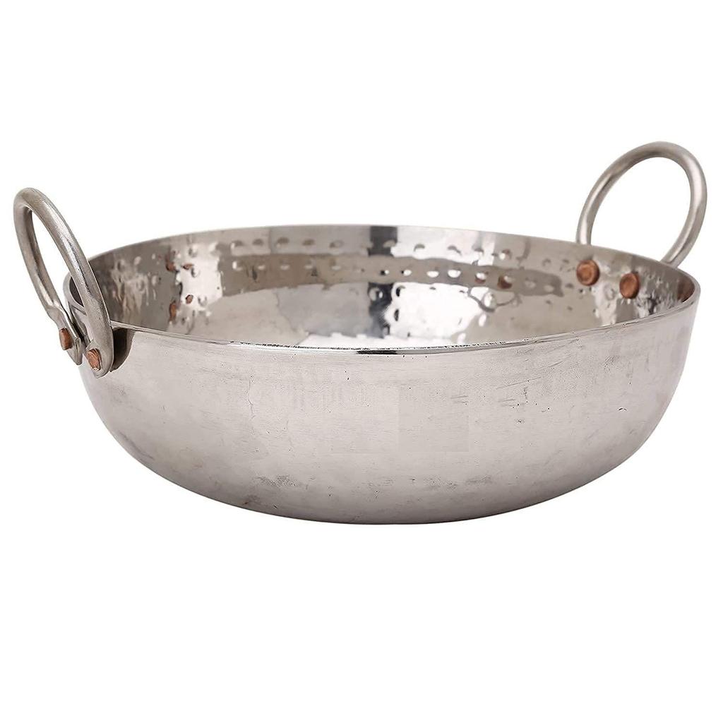 Sandwich Bottom Heavy Guage Stainless Steel Hammered Kadhai Cookware(1500 ML)