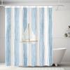 1 Stuk Kustblauw Gestreept Zeilboot Patroon Douchegordijn, Machine Wasbaar Polyester, Geschikt Voor Badkamer Decoratie.