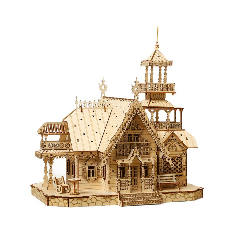 DIY 3D Wooden Puzzle: Creative Retro Villa Educational Toy