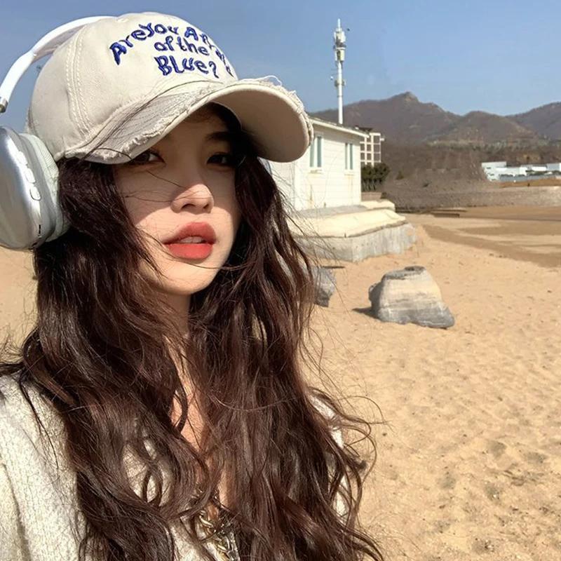 Korean Embroidery Letters Hip Hop Duckbill Hat Men Women Snapback Cotton Baseball Cap Outdoor Sports Dad Trucker Sun Hats