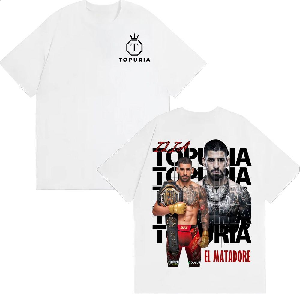 Limited Ilia Topuria El Matador Retro Graphic Tshirts For Unisex Harajuku Cool Oversized T Shirt Unisex Cotton Oversized Tshirt