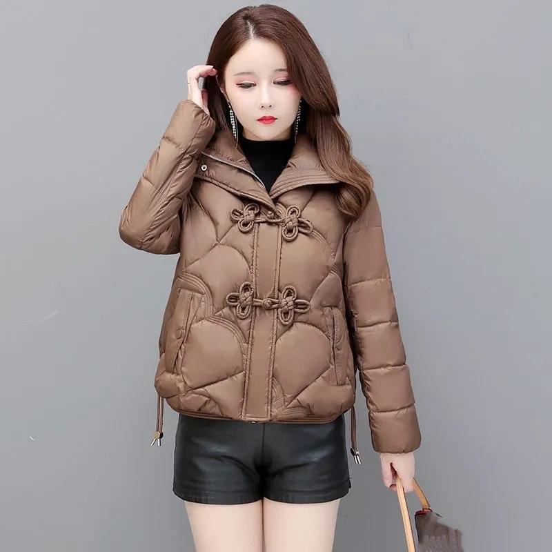Chinese Disc Buckle Down Padded Jacket, Short Fashion, Warm, Thickened Stand-up Collar Jacket, Winter Padded Jacket