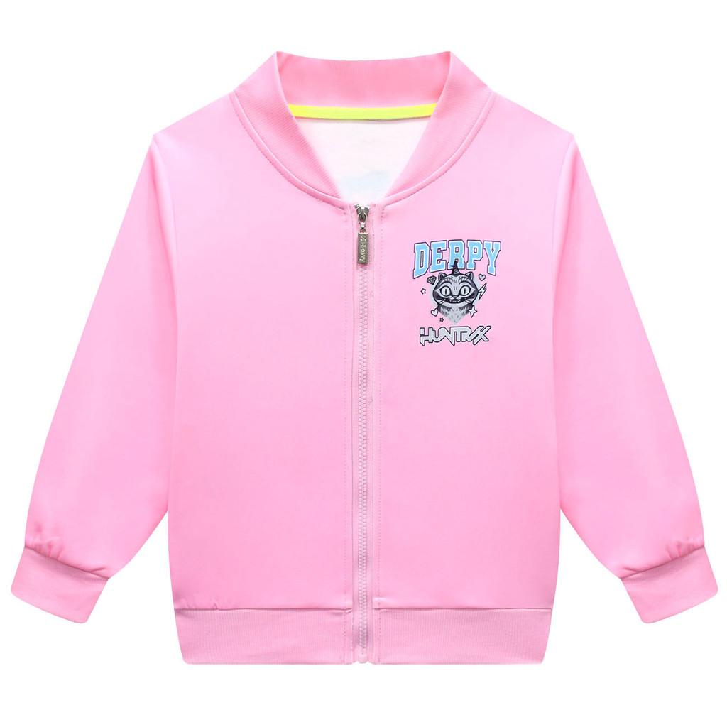 79042 Kids Girls kpop Derpy Printed Hooded Zipper Long Sleeves Jacket 100cm