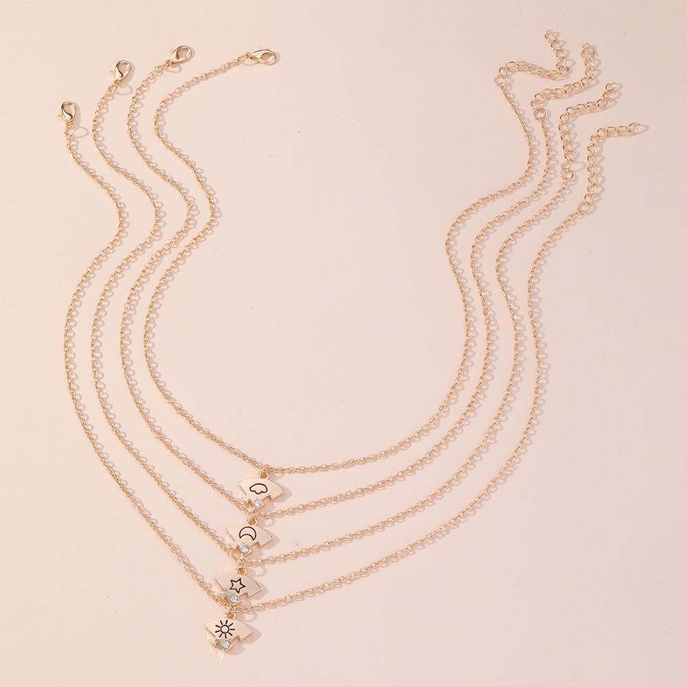 Set di gioielli da 4 pezzi Migliori Amici Per Sempre Collana Sole Luna Nuvola Stella Amicizia