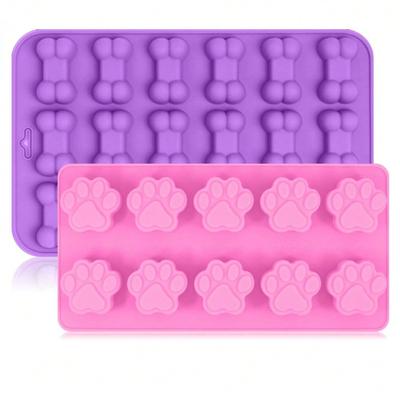 1 Stück Tier Hund und Katze Knochen und Pfotenabdruck Silikon Backform flexible Backform Hund Welpe Leckerli Keks Haustier Ofenfest Kuchen