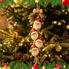 Hanging Santa Claus with Bows Wooden Ornament, 2D Flat Pattern Sign Jute Rustic Christmas Door Rope And Bell, Vintage Hanger for Front Door,